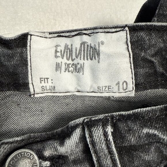 Evolution In Design Jeans Pants Boys Size 10 Black Denim Acid Wash - Picture 5 of 12